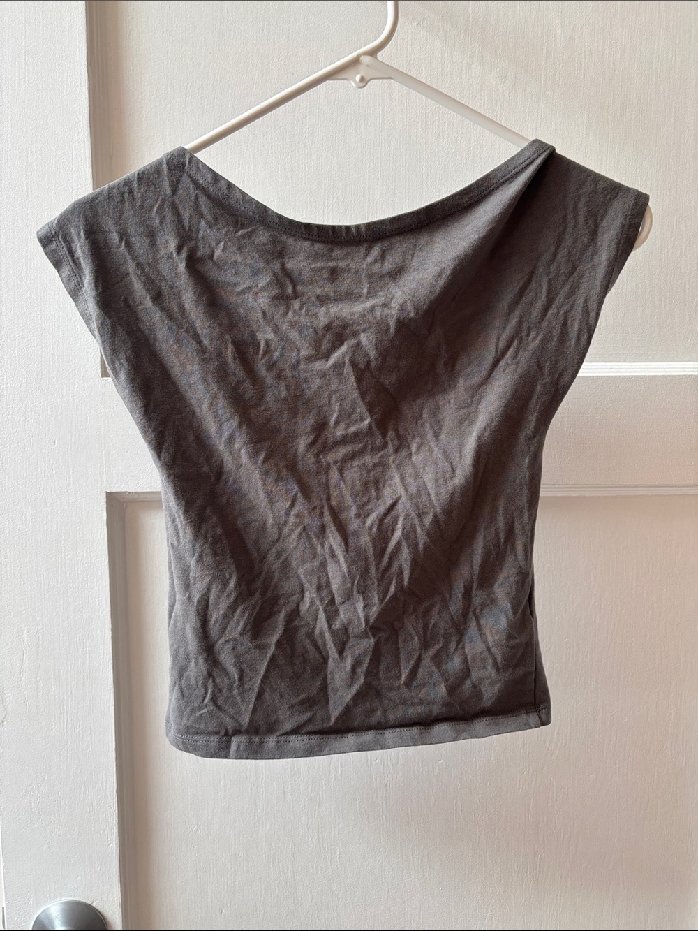 Sleek Charcoal Gray Boatneck Tank Top